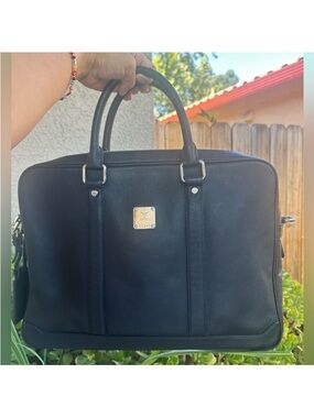 MCM laptop Black Leather Briefcase with hang tag no strap - 100% authentic